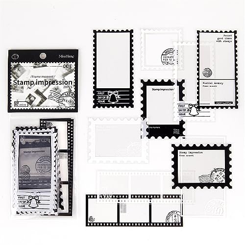 ZXMNBH PET Aufkleber für Scrapbooking Kit Philatelic Stamp Ästhetisches Papier Tagebuch Planer Junk Journaling Dekorative Lieferungen 20 Stück/Packung von ZXMNBH