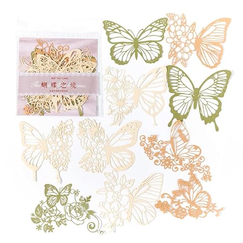 ZXMNBH Papier für Scrapbooking Kit Hohl Schmetterling Collage Tagebuch Planer Materialien Erwachsene Junk Journaling Decor Supplies 10 Stück/Packung von ZXMNBH