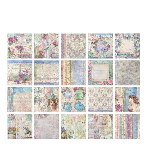 ZXMNBH Papier für Scrapbooking Kit Hortensie Garten Collage Tagebuch Planer Materialien Erwachsene Junk Journaling Decor Supplies 40 Stück/Packung von ZXMNBH