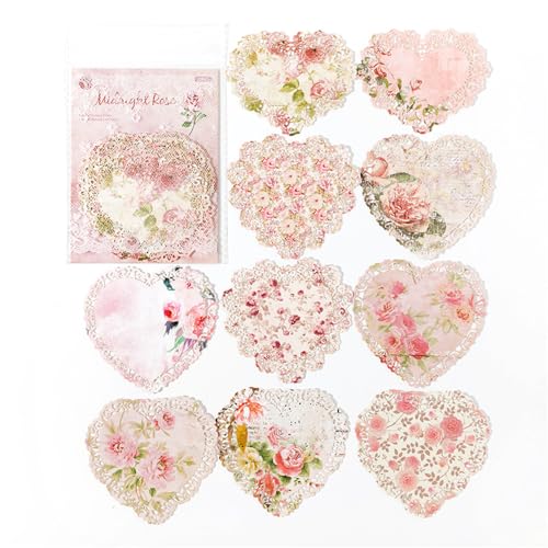 ZXMNBH Papier für Scrapbooking Kit Rose Lace Collage Tagebuch Planer Materialien Erwachsene Junk Journaling Decor Supplies 10 Stück/Packung von ZXMNBH