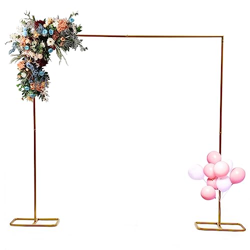 ZXNANA Garten-Hochzeitsbogen, quadratischer Hintergrundständer, goldfarbener Metalldekorationsrahmen, 2 x 2,1 m, Ballon-Blumenregal von ZXNANA