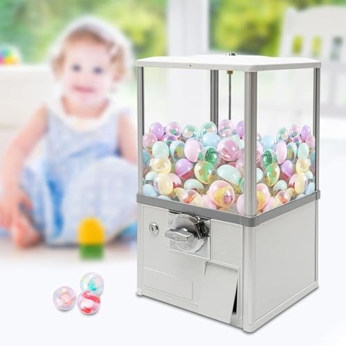 ZXNANA Kapselautomat mit Schloss für Kapselspielzeug mit einem Durchmesser von 4,5–5,5 cm, der perfekte Kaugummiautomat für Zuhause (White) von ZXNANA