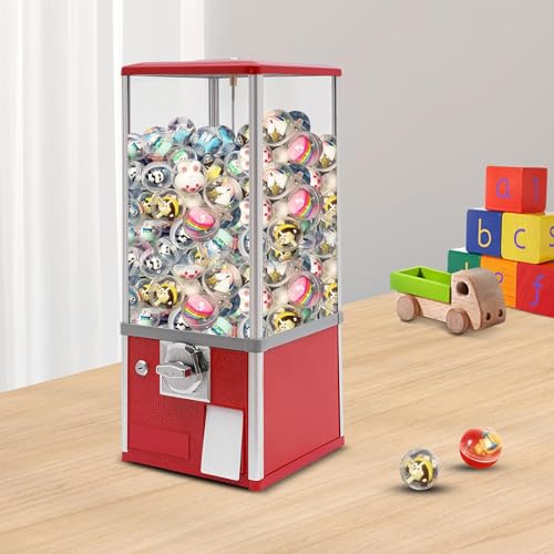 ZXNANA Kapselautomat mit Schloss für Kapselspielzeug mit einem Durchmesser von 4,5–5,5 cm – Mini-Kaugummiautomat für Zuhause (Red) von ZXNANA