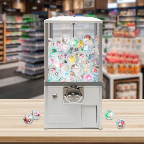 ZXNANA Kapselautomat mit Schloss für Kapselspielzeug mit einem Durchmesser von 4,5–5,5 cm – Mini-Kaugummiautomat für Zuhause (White) von ZXNANA