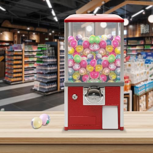 ZXNANA Spielzeug-Verkaufsautomaten-Spender, Bonbon-Gummi-Automat mit Schloss, kommerzieller gelber Kapsel-Verkaufsautomat (Red) von ZXNANA