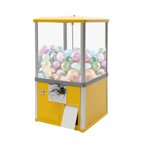 ZXNANA Spielzeug-Verkaufsautomaten-Spender, Bonbon-Gummi-Automat mit Schloss, kommerzieller gelber Kapsel-Verkaufsautomat (Yellow) von ZXNANA