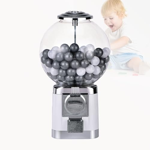 ZXNANA Verkaufsautomat, Kaugummiautomat, großer Kaugummi-Bonbonspender, 1,26-Zoll-Ball-Bulk mit 2 Schlüsseln, klassischer (Grey) von ZXNANA