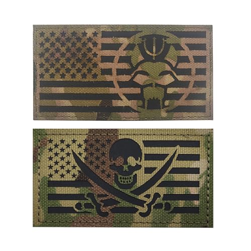 2 PCS Piratenflaggenaufnäher,reflektierende taktische Moralapplikation,Haken und Schleifenverschluss,US Flaggenaufnäher (8,as shown) von ZXRSJBL