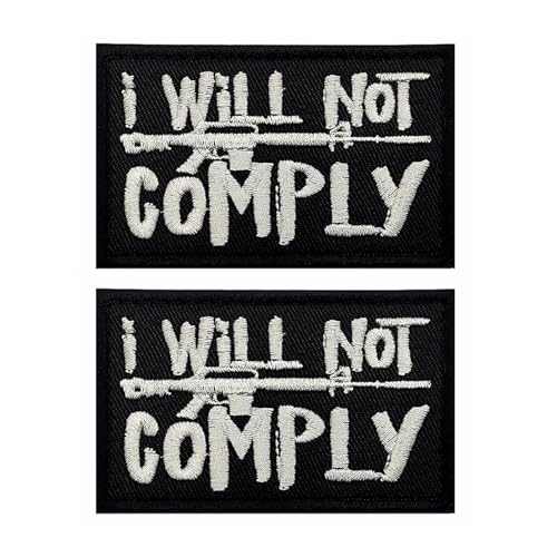 'I WILL NOT COMPLY' Gestickte Stoffaufnäher,Moralaufkleber,Rucksackabzeichen,2 Stück von ZXRSJBL