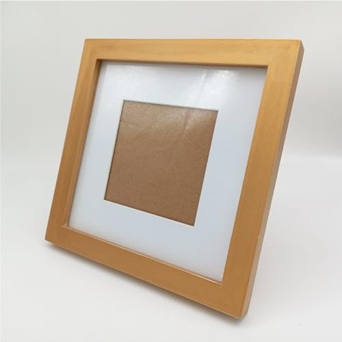 ZXT-parts Bilderrahmen aus Holz, 17,8 x 17,8 cm, mit Passepartout, 10,2 x 10,2 cm. Gehärtete Glasscheibe, robust und nicht leicht zu brechen. Massivholzrahmen, goldfarbener Rahmen für Wand und Tisch. von ZXT-parts