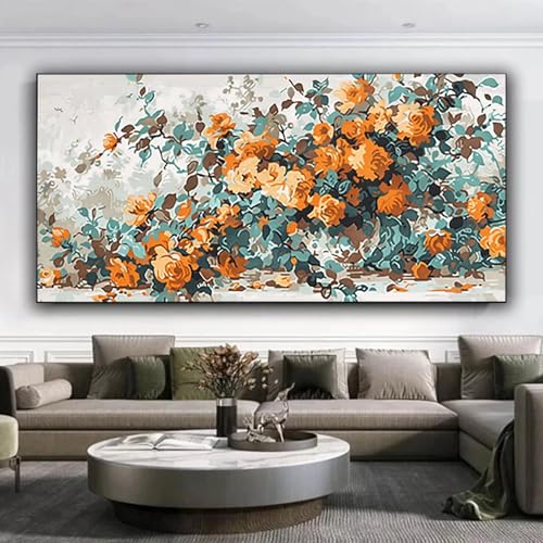 5D Diamond Painting Blatt Diamant Painting Bilder Blumen, Diamond Painting Erwachsene DIY Full Eckige Diamant Kunst Malerei Stickerei Set Kreuzstich Basteln Erwachsene, Home Wand Dekor 40x95 cm L-i von ZXYETTBD