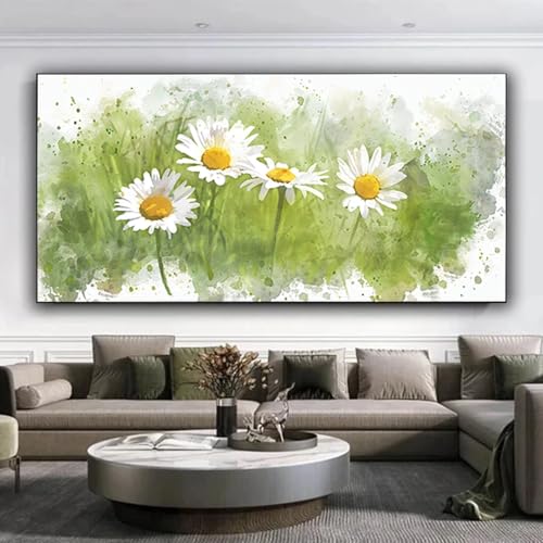 5D Diamond Painting Daisy Diamant Painting Bilder Blume, Diamond Painting Erwachsene DIY Full Eckige Diamant Kunst Malerei Stickerei Set Kreuzstich Basteln Erwachsene, Home Wand Dekor 35x80 cm 7-z von ZXYETTBD