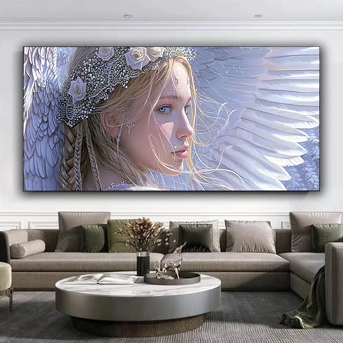 5D Diamond Painting Feder Diamant Painting Bilder Engel, Diamond Painting Erwachsene DIY Full Eckige Diamant Kunst Malerei Stickerei Set Kreuzstich Basteln Erwachsene, Home Wand Dekor 35x80 cm 6-p von ZXYETTBD