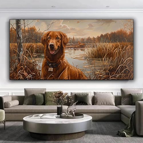 5D Diamond Painting Hund Diamant Painting Bilder Tier, Diamond Painting Erwachsene DIY Full Eckige Diamant Kunst Malerei Stickerei Set Kreuzstich Basteln Erwachsene, Home Wand Dekor 35x80 cm 6-r von ZXYETTBD