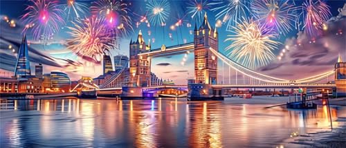 5D Diamond Painting London Diamant Painting Bilder Tower Bridge, Diamond Painting Erwachsene DIY Full Eckige Diamant Kunst Malerei Set Kreuzstich Basteln Erwachsene, Home Wand Dekor 35x80 cm 5-s von ZXYETTBD