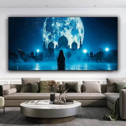 5D Diamond Painting Mond Diamant Painting Bilder Nacht Himmel, Diamond Painting Erwachsene DIY Full Eckige Diamant Kunst Malerei Stickerei Set Kreuzstich Basteln Erwachsene, Home Dekor 35x80 cm Z-9 von ZXYETTBD