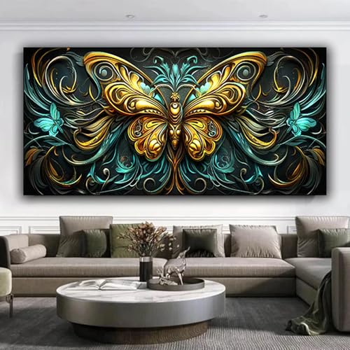 5D Diamond Painting Schmetterling Diamant Painting Bilder Tier, Diamond Painting Erwachsene DIY Full Eckige Diamant Kunst Malerei Set Kreuzstich Basteln Erwachsene, Home Wand Dekor 35x80 cm 4-x von ZXYETTBD