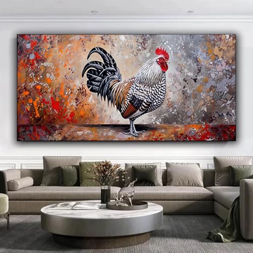 5D Diamond Painting Tier Diamant Painting Bilder Hahn, Diamond Painting Erwachsene DIY Full Eckige Diamant Kunst Malerei Stickerei Set Kreuzstich Basteln Erwachsene, Home Wand Dekor 35x80 cm 2-6 von ZXYETTBD