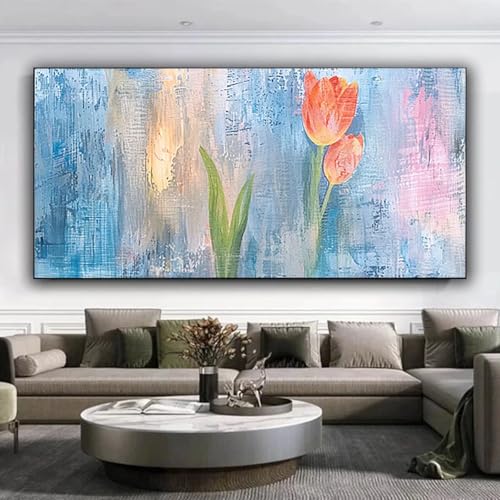 5D Diamond Painting Tulpe Diamant Painting Bilder Blätter, Diamond Painting Erwachsene DIY Full Eckige Diamant Kunst Malerei Stickerei Set Kreuzstich Basteln Erwachsene, Home Wand Dekor 35x80 cm K-b von ZXYETTBD