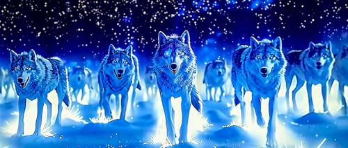 5D Diamond Painting Wolf Diamant Painting Bilder Tiere, Diamond Painting Erwachsene DIY Full Eckige Diamant Kunst Malerei Stickerei Set Kreuzstich Basteln Erwachsene, Home Wand Dekor 40x95 cm 8-e von ZXYETTBD