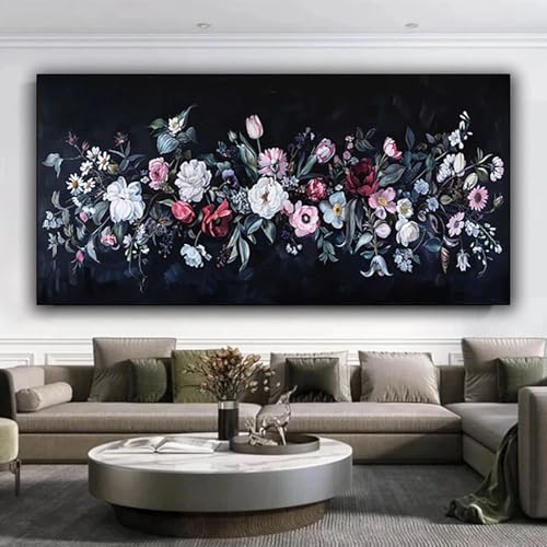 Diamond Painting Blume Diamond Painting Erwachsene, DIY Diamant Painting Bilder Rose Full Eckige Diamond Painting Kinder mit Diamond Painting Zubehör für Anfänger für Zuhause Wand Dekor 25x60 cm Y-7 von ZXYETTBD