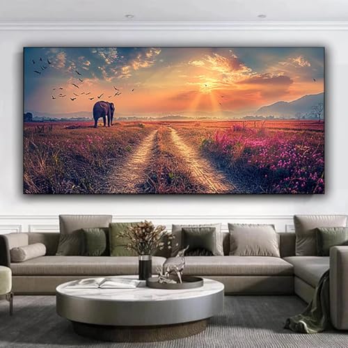 Diamond Painting Elefant Diamant Painting Bilder, Diamond Painting Erwachsene Tiere Diamond Painting Set, Diamond Painting Kinder DIY Eckige Strass Kreuzstich Set, Wand Dekoration 50x120 cm 5-n von ZXYETTBD