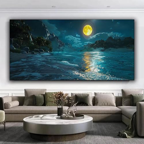 Diamond Painting Erwachsene, DIY Diamond Painting xxl 70x160 cm 5D Diamant Painting Mond, Eckige Diamond Painting Set für Erwachsene und Anfänge, Diamond Painting Bilder Strand für Zuhause Dekor X-q von ZXYETTBD