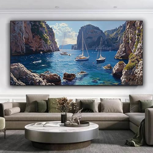 Diamond Painting Erwachsene, DIY Diamond Painting xxl 70x160 cm 5D Diamant Painting Schiff, Eckige Diamond Painting Set für Erwachsene und Anfänge, Diamond Painting Bilder Meer für Zuhause Dekor 0-5 von ZXYETTBD