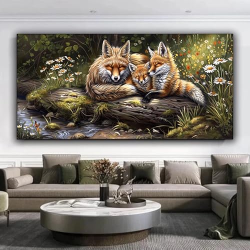 Diamond Painting Fuchs Diamond Painting Erwachsene, DIY Diamant Painting Bilder Blumen Full Eckige Diamond Painting Kinder mit Diamond Painting Zubehör für Anfänger für Zuhause Wand Dekor 25x60 cm E-o von ZXYETTBD