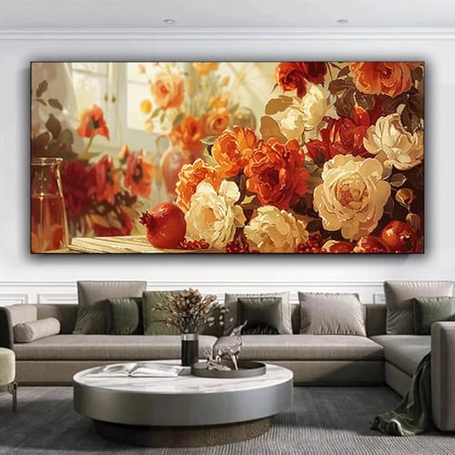 Diamond Painting Rose Diamant Painting Bilder, Diamond Painting Erwachsene Blumen Diamond Painting Set, Diamond Painting Kinder DIY Eckige Strass Stickerei Kreuzstich Set, Wand Dekor 60x140 cm U-0 von ZXYETTBD