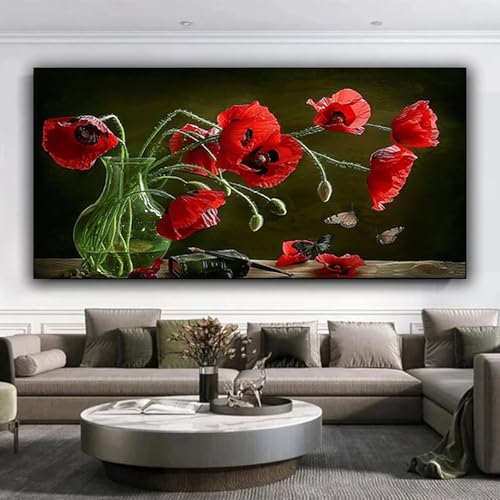 Diamond Painting xxl 100x235 cm Blatt -5D Daiments Painting Erwachsene, DIY Diamant Painting Bilder Blumen Full Eckige Crystal Art Diamond Painting Kinder für Wohnzimmer Wand Dekoration Geschenke F-4 von ZXYETTBD