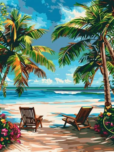 Landschaft Diamond Painting Erwachsene, 5D Diamant Painting Bilder Strand DIY Runde Drill Diamant Kunst Malerei Stickerei Set für Kinder Anfänger, Mosaikherstellung für Deko Wohnzimmer 20x30 cm 3-4 von ZXYETTBD