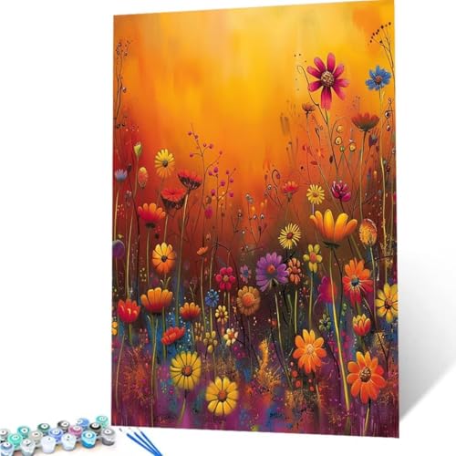 Malen Nach Zahlen Erwachsene Blume 30x40cm, Malen Nach Zahlen Blumen DIY Handgemalt Ölgemälde Kit, Paint by Numbers mit Pinseln und Acrylfarbe, für Geschenke und Home Wand Dekor (Rahmenlos) 6-P von ZXYETTBD