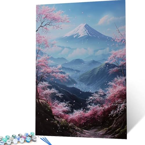 Malen Nach Zahlen Erwachsene Japan 30x40cm, Malen Nach Zahlen Landschaft DIY Handgemalt Ölgemälde Kit, Paint by Numbers mit Pinseln und Acrylfarbe, für Geschenke und Home Wand Dekor (Rahmenlos) e-I von ZXYETTBD