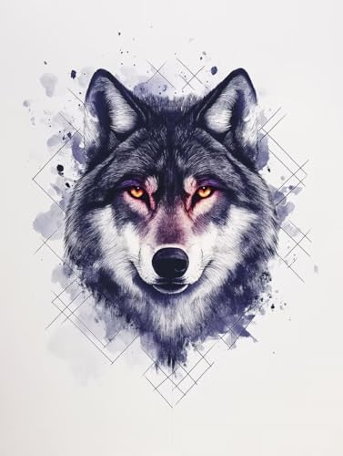 Malen Nach Zahlen Erwachsene Tier, DIY Malen Nach Zahlen Wolf für Anfänger und Kinder, Bastelset Erwachsene mit Leinwand 3-Pinseln Acrylpigment für Deko Wohnzimmer Geschenk, Ohne Rahmen 50x65cm 7-Z von ZXYETTBD