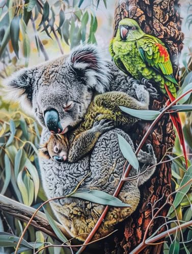 Tier Diamond Painting Erwachsene, 5D Diamant Painting Bilder Koala DIY Full Runde Drill Diamant Kunst Malerei Stickerei Set für Kinder Anfänger, Mosaikherstellung für Deko Wohnzimmer 35x50 cm 9-O von ZXYETTBD