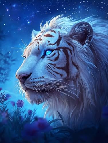 Tier Diamond Painting Erwachsene, 5D Diamant Painting Bilder Tiger DIY Full Runde Drill Diamant Kunst Malerei Stickerei Set für Kinder Anfänger, Mosaikherstellung für Deko Wohnzimmer 30x40 cm c-6 von ZXYETTBD