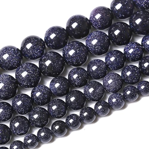 120 Stück 6 mm blaue Sandstein-Edelsteinperlen, Naturstein, runde lose Perlen für Schmuckherstellung, DIY, Armband, Halskette, 81,3 cm, 2 Stränge von ZXYMLZI