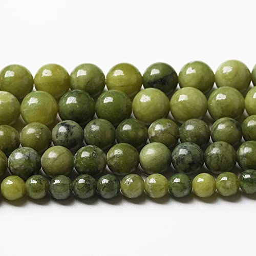 120 Stück 6 mm natürliche chinesische grüne Jade-Perlen, Edelstein, rund, lose Perlen für Schmuckherstellung, DIY, Armband, Halskette, 81,3 cm, 2 Stränge von ZXYMLZI