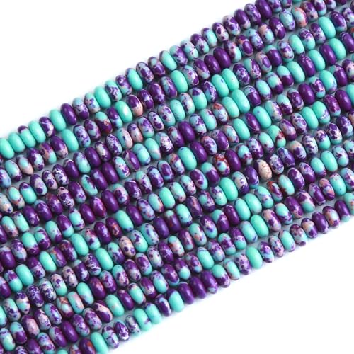 150 Stück 2 x 4 mm natürliche Galaxie Meer Imperial Jaspis Stein Rondelle Perlen Abakus Scheibe Stein Perlen Runde Lose Abstandshalter Edelstein Perlen für DIY Armband Halskette Schmuckherstellung von ZXYMLZI