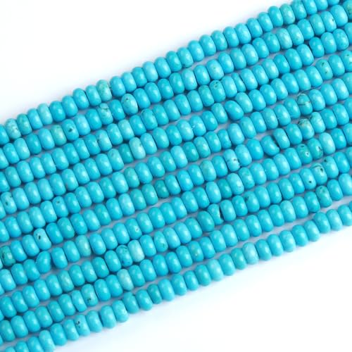 150 Stück 2 x 4 mm natürliche blaue türkisfarbene Stein-Rondelle-Perlen, Abakus-Scheibensteinperlen, rund, lose Abstandshalter, Edelsteinperlen für DIY-Armbänder, Halsketten, Schmuckherstellung von ZXYMLZI