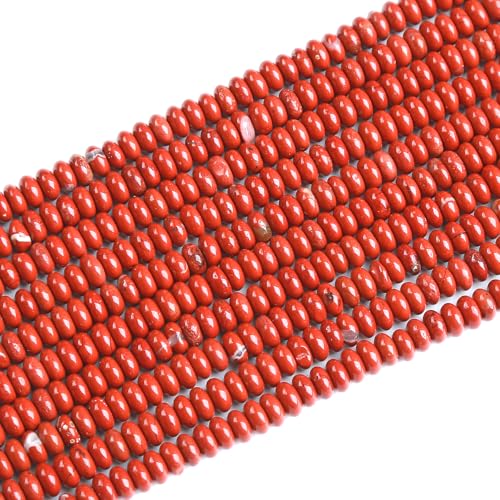 150 Stück 2 x 4 mm natürliche chinesische rote Jaspis-Rondelle-Perlen, Abakus-Scheibensteinperlen, rund, lose Abstandshalter, Edelsteinperlen für DIY-Armbänder, Halsketten, Schmuckherstellung von ZXYMLZI