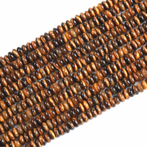 150 Stück 2 x 4 mm natürliche gelbe Tigeraugen-Rondelle-Perlen, Abakus-Scheibensteinperlen, rund, lose Abstandshalter, Edelsteinperlen für DIY-Armbänder, Halsketten, Schmuckherstellung von ZXYMLZI