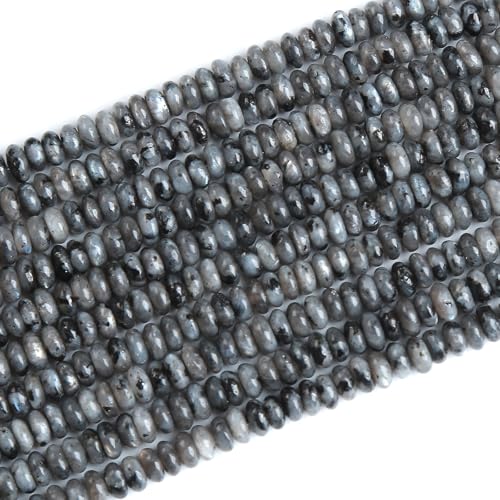 150 Stück 2 x 4 mm natürliche schwarze Labradorit-Stein-Rondelle-Perlen, Abakus-Scheibensteinperlen, rund, lose Abstandshalter, Edelsteinperlen für DIY-Armbänder, Halsketten, Schmuckherstellung von ZXYMLZI