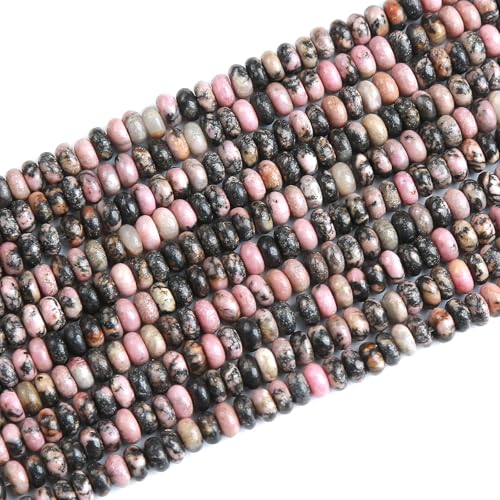 150 Stück 2 x 4 mm natürliche schwarze Spitze Rhodonit Rondelle Perlen Abakus Scheibe Stein Perlen Runde lose Abstandshalter Edelstein Perlen für DIY Armband Halskette Schmuckherstellung von ZXYMLZI