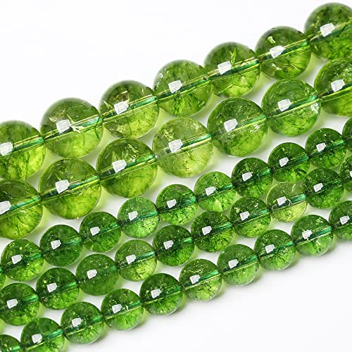 6 mm 60 Stück natürliche grüne Peridot-Kristallperlen für Schmuckherstellung, runde lose Abstandshalter, Kristallenergie, Heilsteinperlen, Halskettenzubehör (grüner Peridot-Kristall, 6 mm) von ZXYMLZI