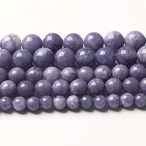 8 mm, 90 Stück natürliche lila Angelit-Steinperlen, Lavendel-Edelstein, runde lose Perlen für Schmuckherstellung, DIY-Armband, Halskette, Ohrringe, 81,3 cm, 2 Stränge von ZXYMLZI