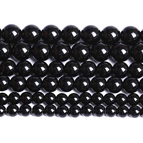 93 Stück Natürliche Schwarze Achat Onyx Stein Perlen 4mm Runde Lose Perlen für Schmuckherstellung DIY Armbänder 15 Zoll (Schwarzer Achat, 4mm) von ZXYMLZI