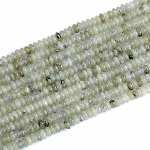 Labradorit-Rondelle-Perlen, Abakus-Scheibe, rund, lose Abstandshalter, Edelsteinperlen für DIY-Armbänder, Halsketten, Schmuckherstellung, 2 x 4 mm, 150 Stück von ZXYMLZI