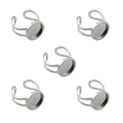 ZYAMY Runde Ringdecke, 12 mm, Edelstahl, Ring-Unterteil, Abschleppzubehör, runde Ringablage für DIY-Schmuckherstellung, Silber, 5 Stück von ZYAMY